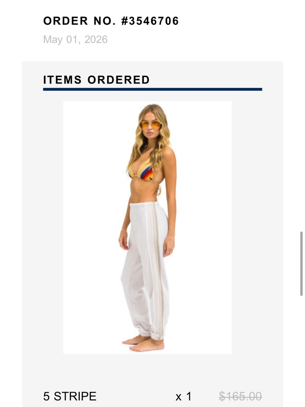 Aviator Nation White 5-Stripe Track Pants - new!!